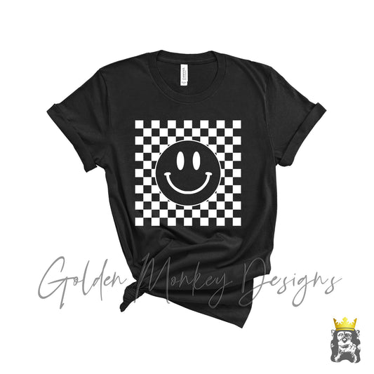 Smiley Face Checkered Shirt | Cute Smiley Face T-Shirt
