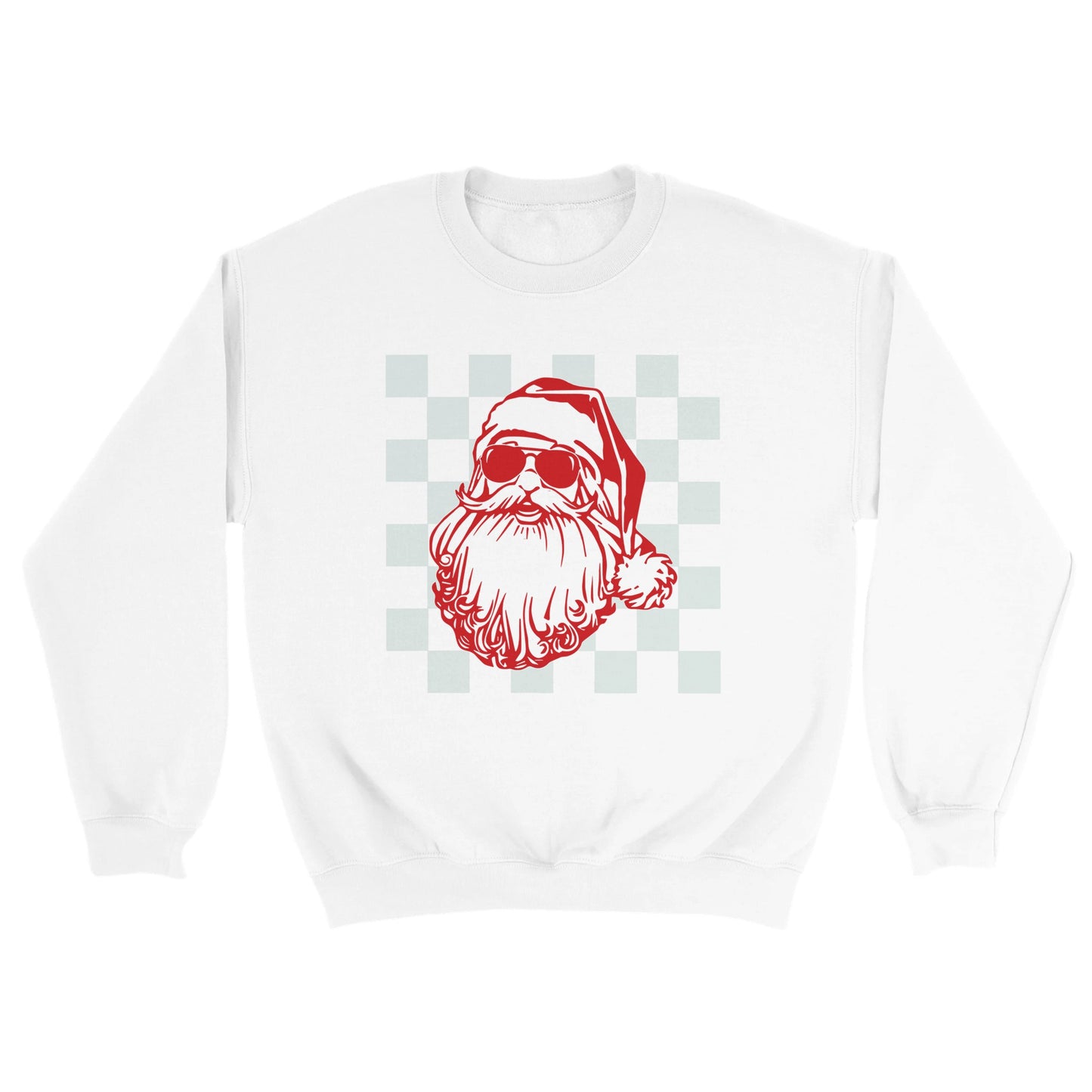 Santa With Glasses on Retro Grid Christmas Shirt