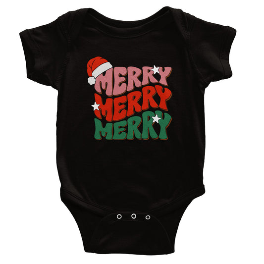 Merry Merry Merry Christmas Unisex Crewneck T-shirt - Classic Baby Short Sleeve Bodysuit