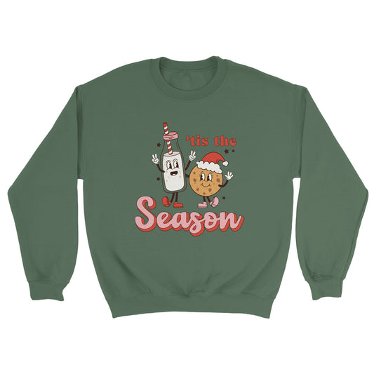 Tis the Season Milk and Cookies Christmas Unisex Crewneck Sweatshirt