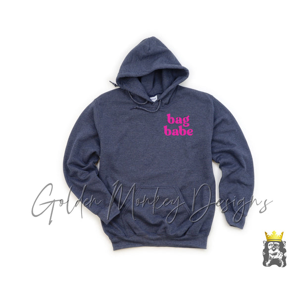 Bag Babe Bright Pink Text Hoodie