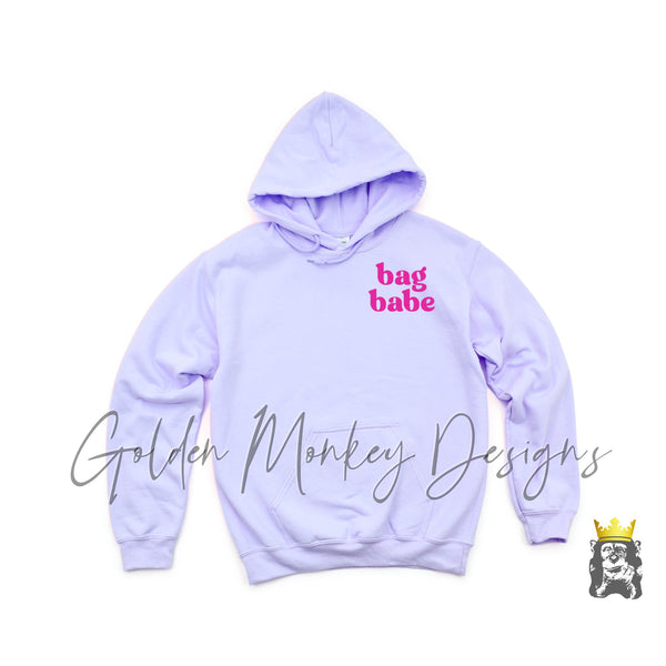 Bag Babe Bright Pink Text Hoodie