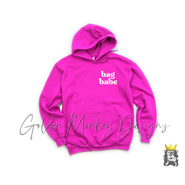 Bag Babe White Text Hoodie