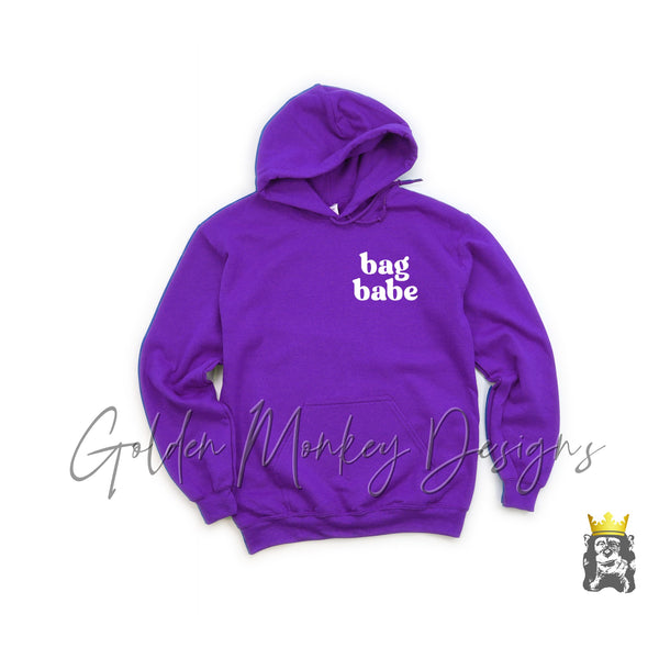 Bag Babe White Text Hoodie