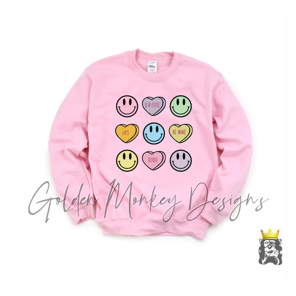 Smiley Face Emoji Conversation Heart Sweatshirt