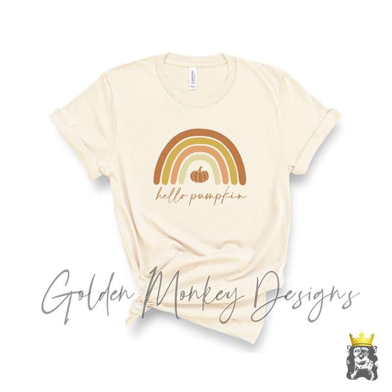 Hello Pumpkin Fall Colors Rainbow Shirt