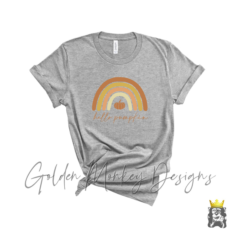 Hello Pumpkin Fall Colors Rainbow Shirt