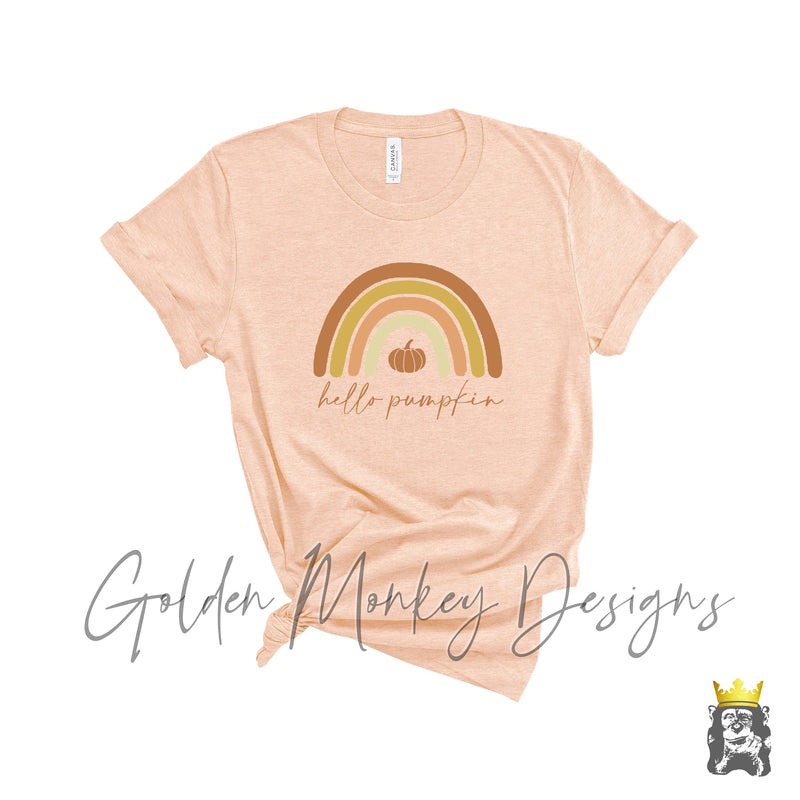 Hello Pumpkin Fall Colors Rainbow Shirt