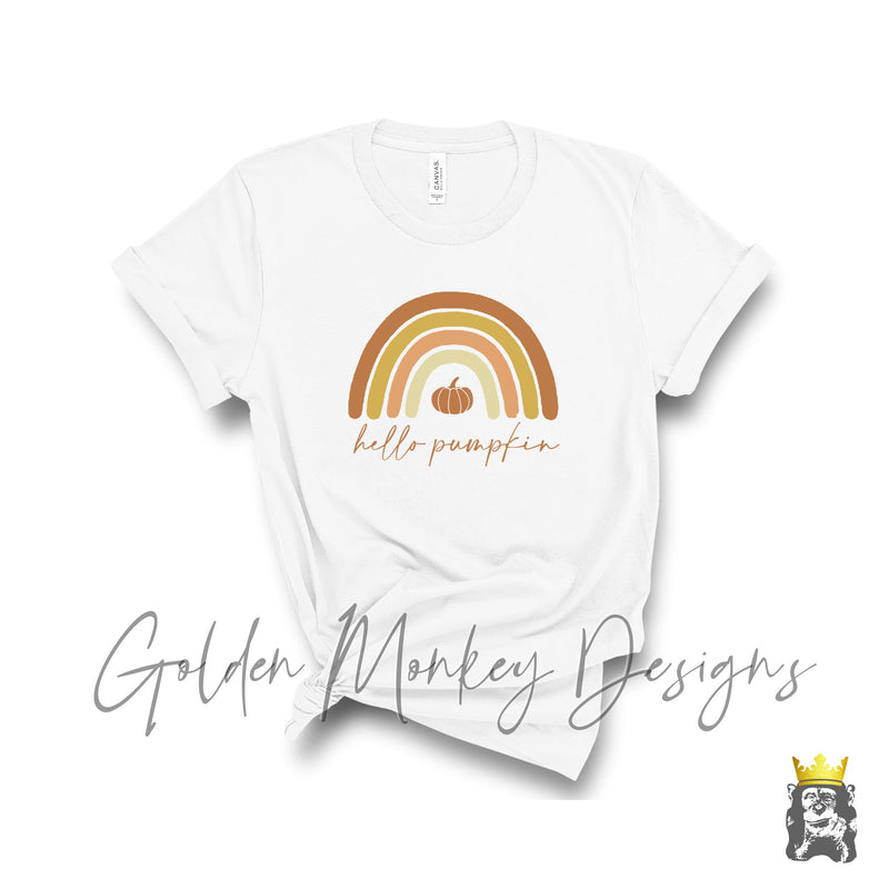 Hello Pumpkin Fall Colors Rainbow Shirt