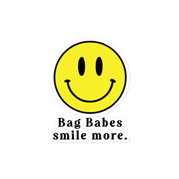 Bag Babes Smile More Smiley Face Sticker