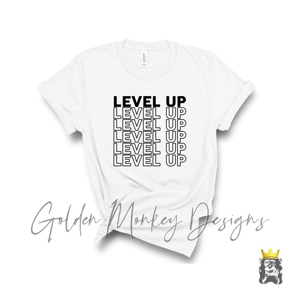 Level Up Repeating Text Shirt