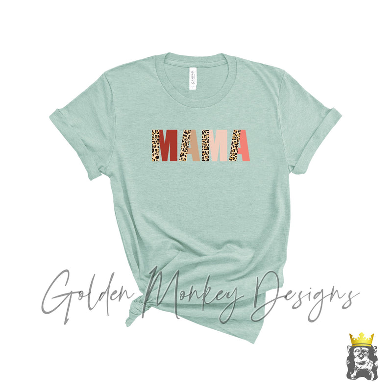 Mama Neutral Leopard Block Shirt