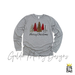 Leopard and Buffalo Plaid Merry Christmas Trees Shirt
