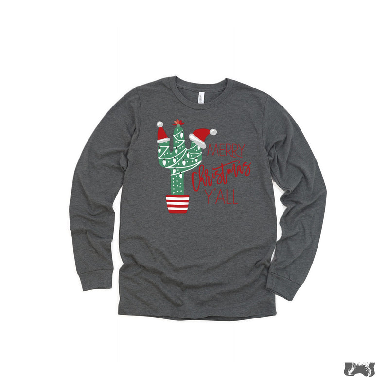 Merry Christmas Y'all Cactus Longsleeve Shirt