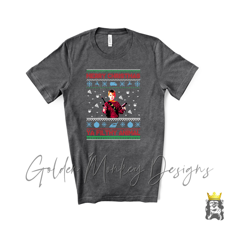 Merry Christmas Ya Filthy Animal Ugly Sweater T-Shirt