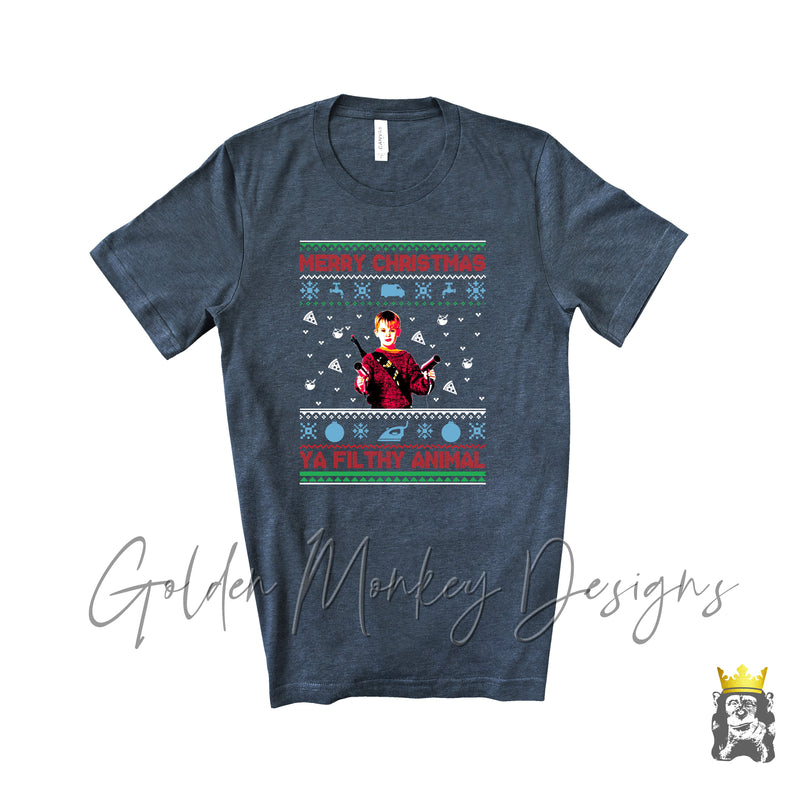 Merry Christmas Ya Filthy Animal Ugly Sweater T-Shirt