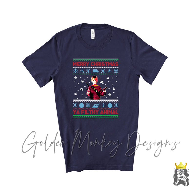 Merry Christmas Ya Filthy Animal Ugly Sweater T-Shirt