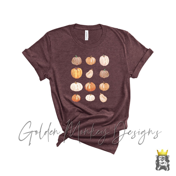 Pastel Pumpkins Grid Fall Shirt