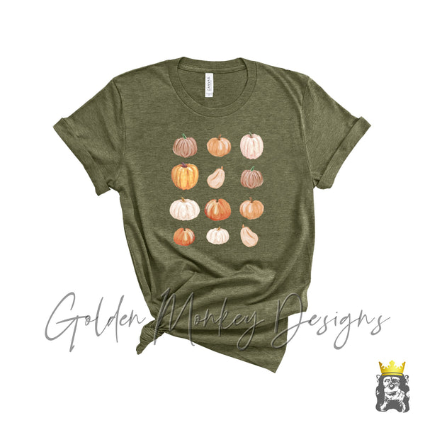 Pastel Pumpkins Grid Fall Shirt