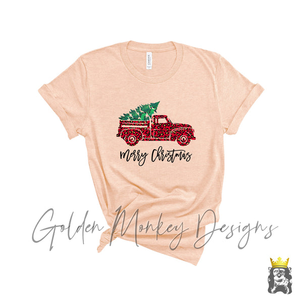 Leopard Christmas Truck with Tree Shirt