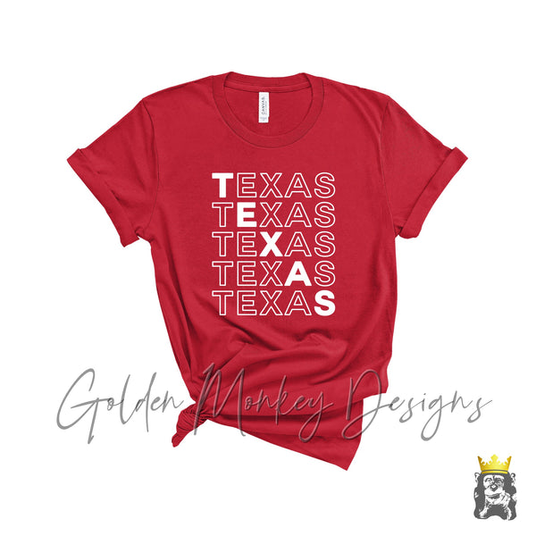 Texas Repeating Text Shirt